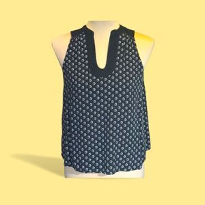 Maeve Blue Sleeveless Blouse with Geometric Print sz 2